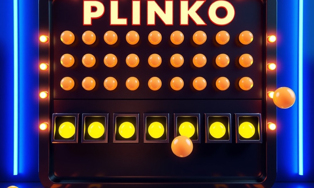 Online Casino India plinko game page with plinko peg board with glowing balls bouncing down into prize slots