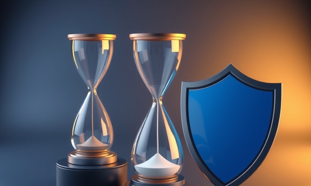 Online Casino India responsible gambling in india page with hourglass beside a balanced scale and a calm blue shield